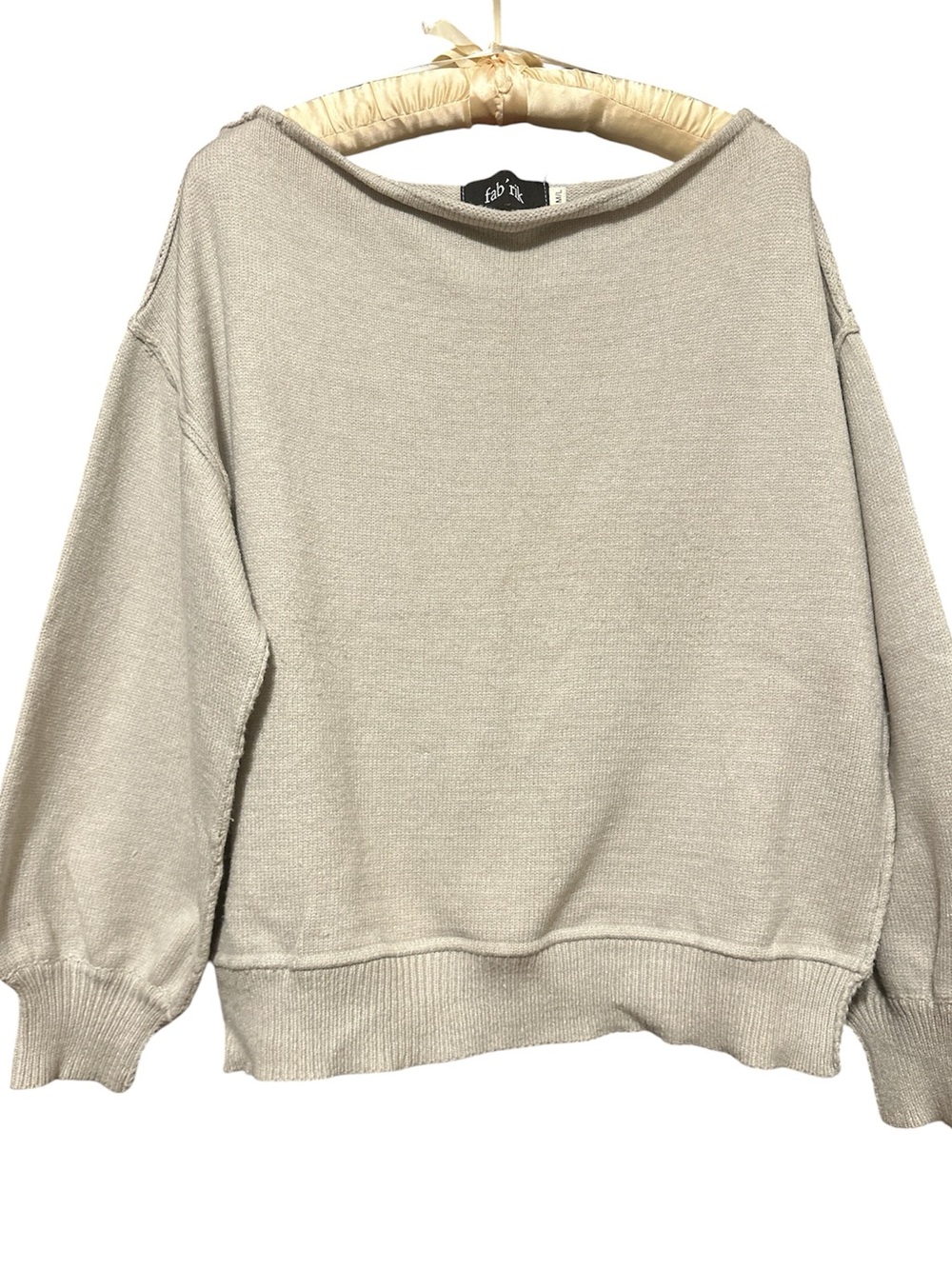 fab'rik Relaxed Scoop-Neck Lightweight Sweater in Cream